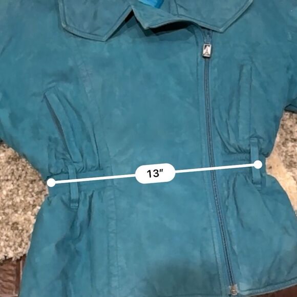 Vintage SKEA Turquoise 80’s Suede Lined Ski Jacket Women’s Puffy Shoulders Sz 8 - Picture 14 of 16